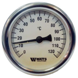 Термометр биметаллический F+R801 Ø63-120°С с погружной гильзой 100мм WATTS Ind (10005800)